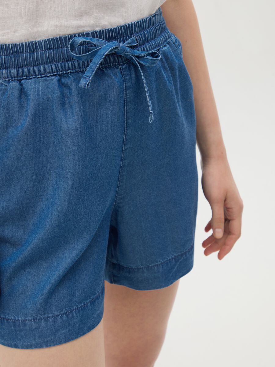 Women's blue regular fit lyocell shorts_2