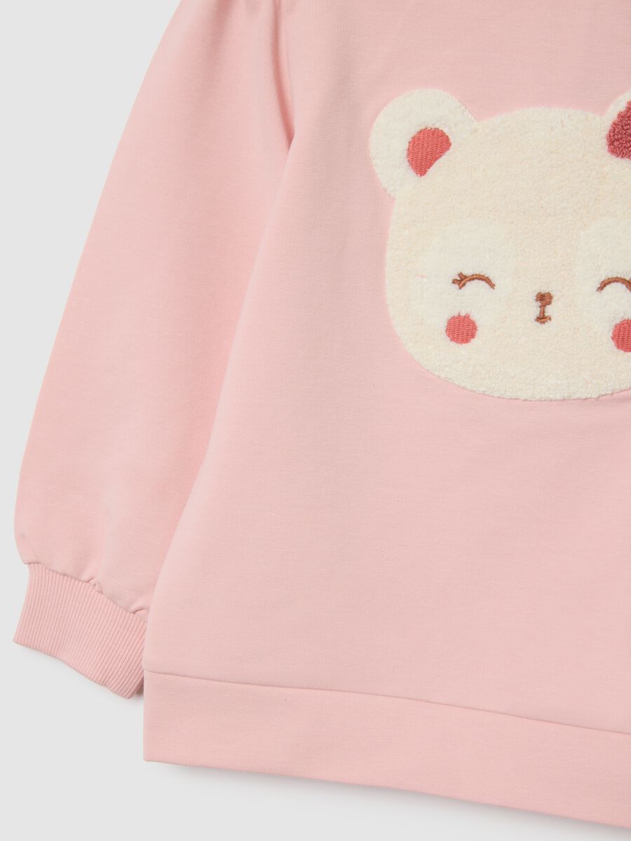 Girl's pink cotton sweatshirt and leggings set regular fit_2