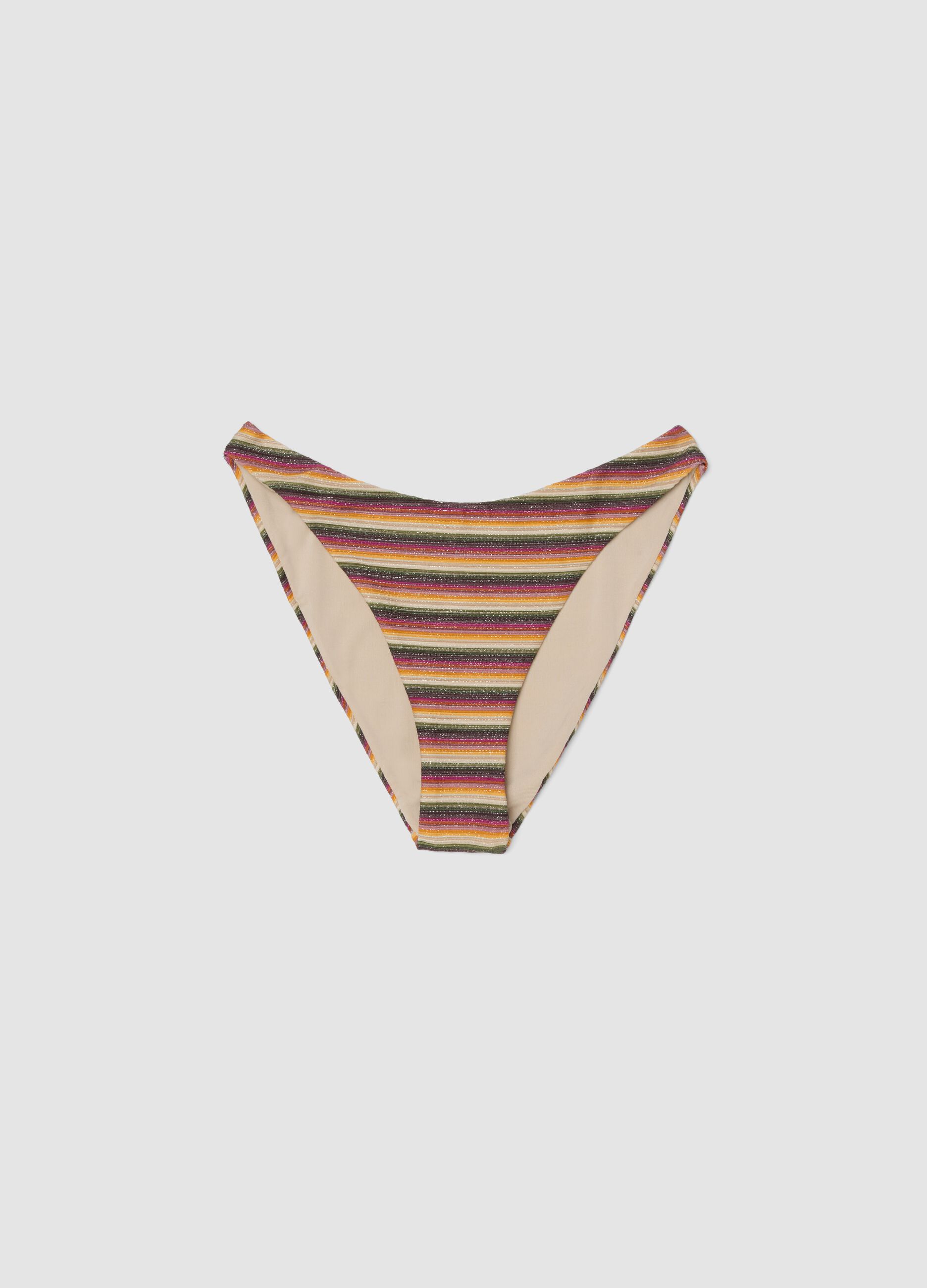 Multicoloured striped stretch bikini bottoms
