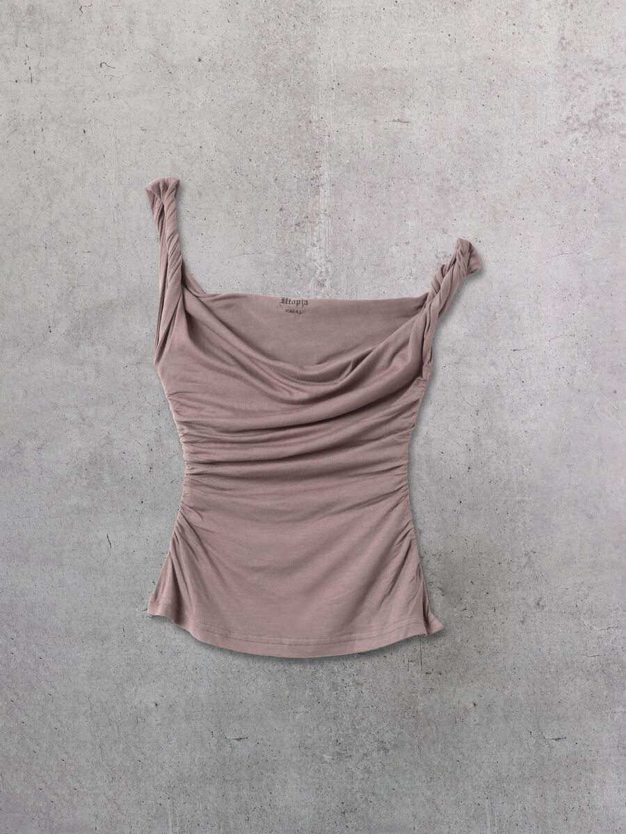 Asymmetrical Tank Top Mocha_4