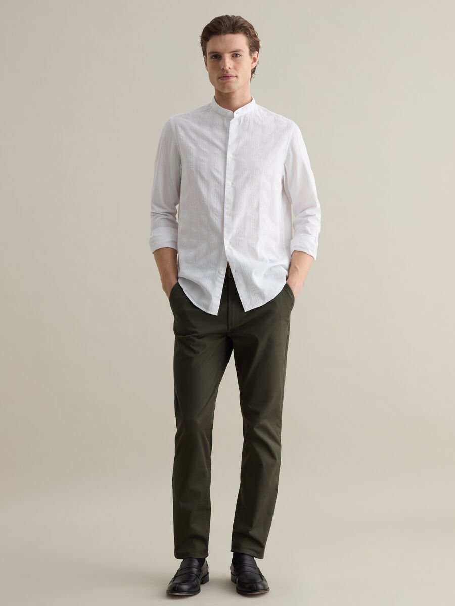 Striped shirt with waffle-weave effect_1