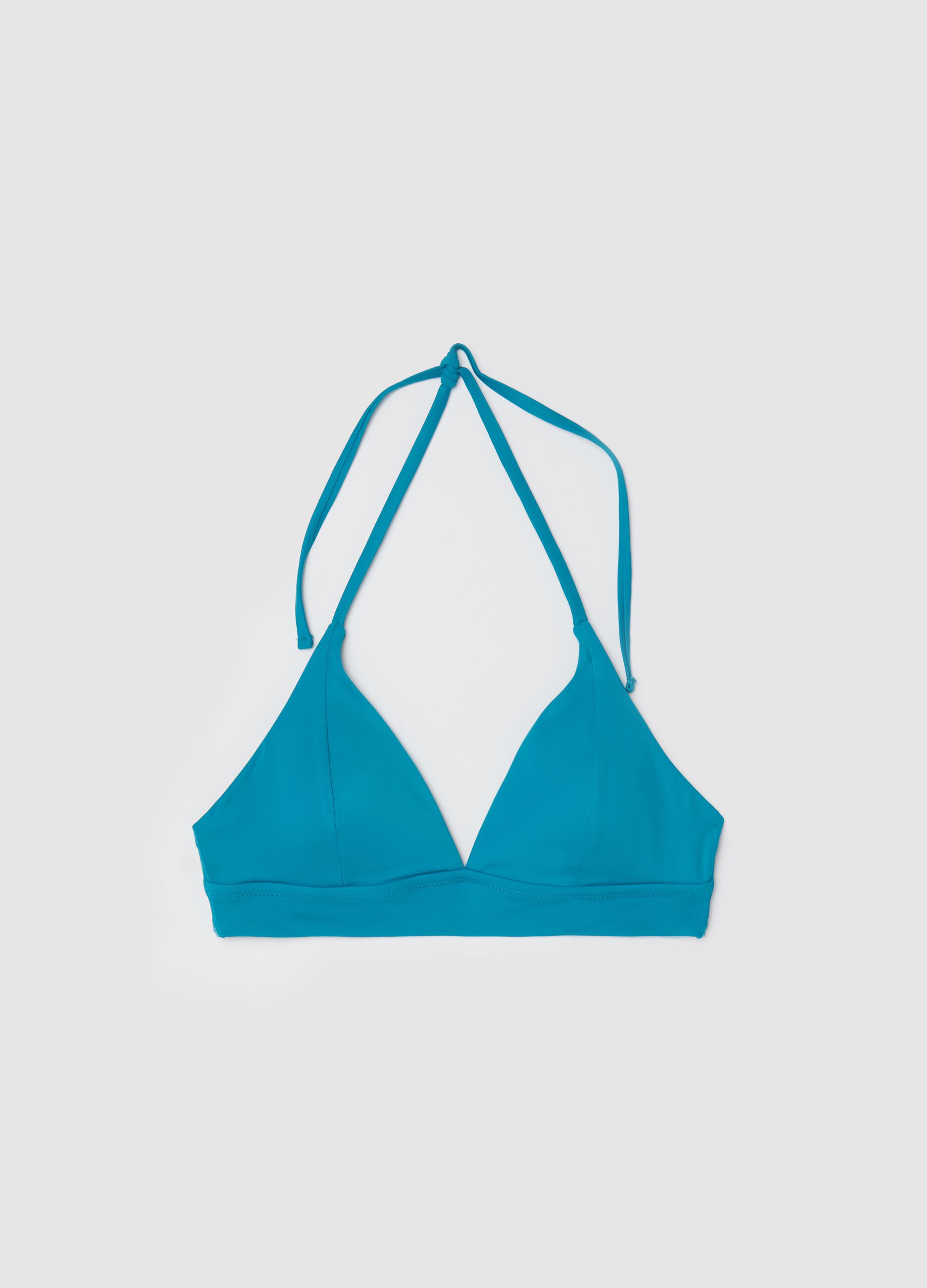 Light blue bikini top with halter neck