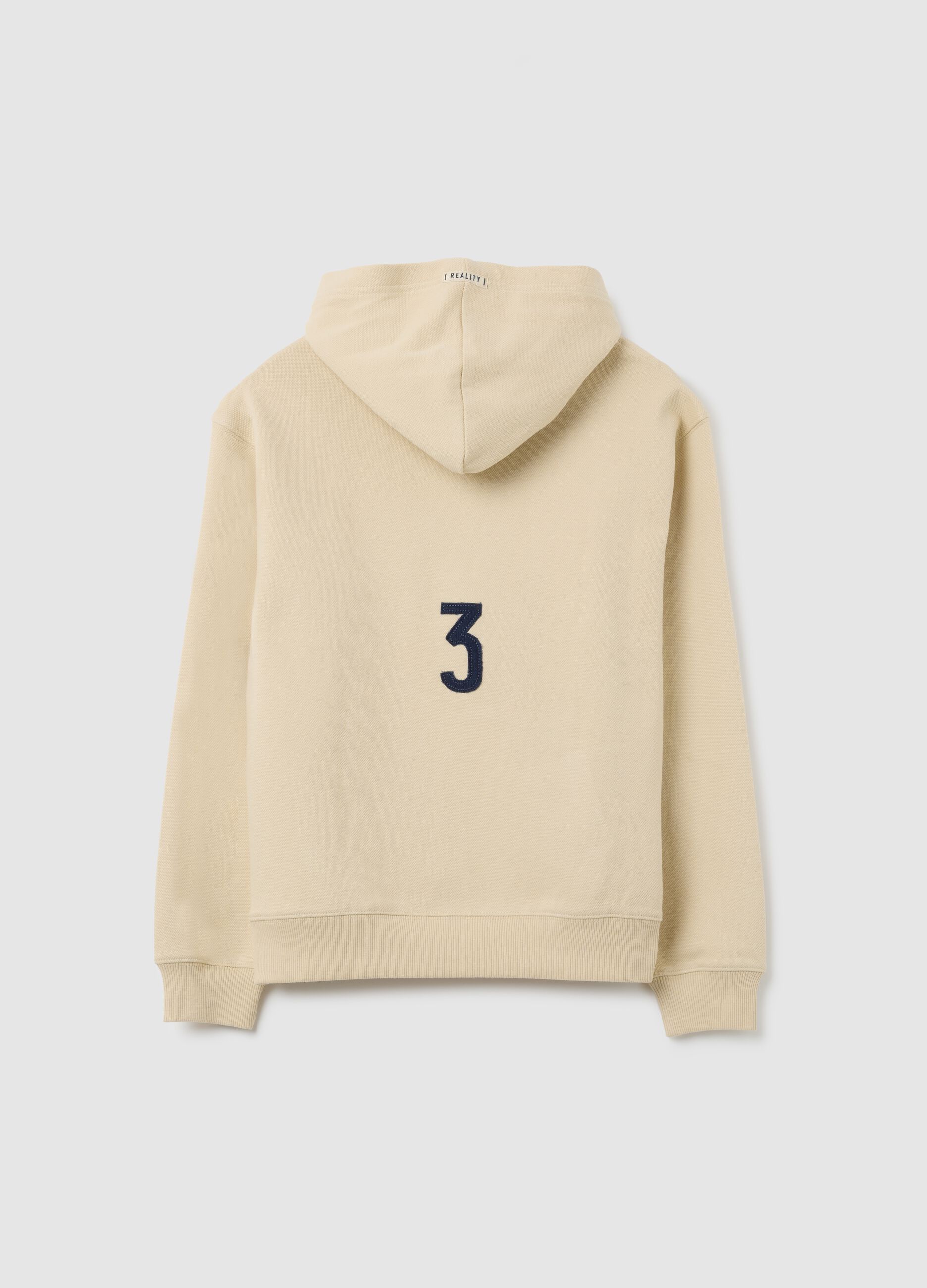 Boy's beige cotton sweatshirt with regular fit