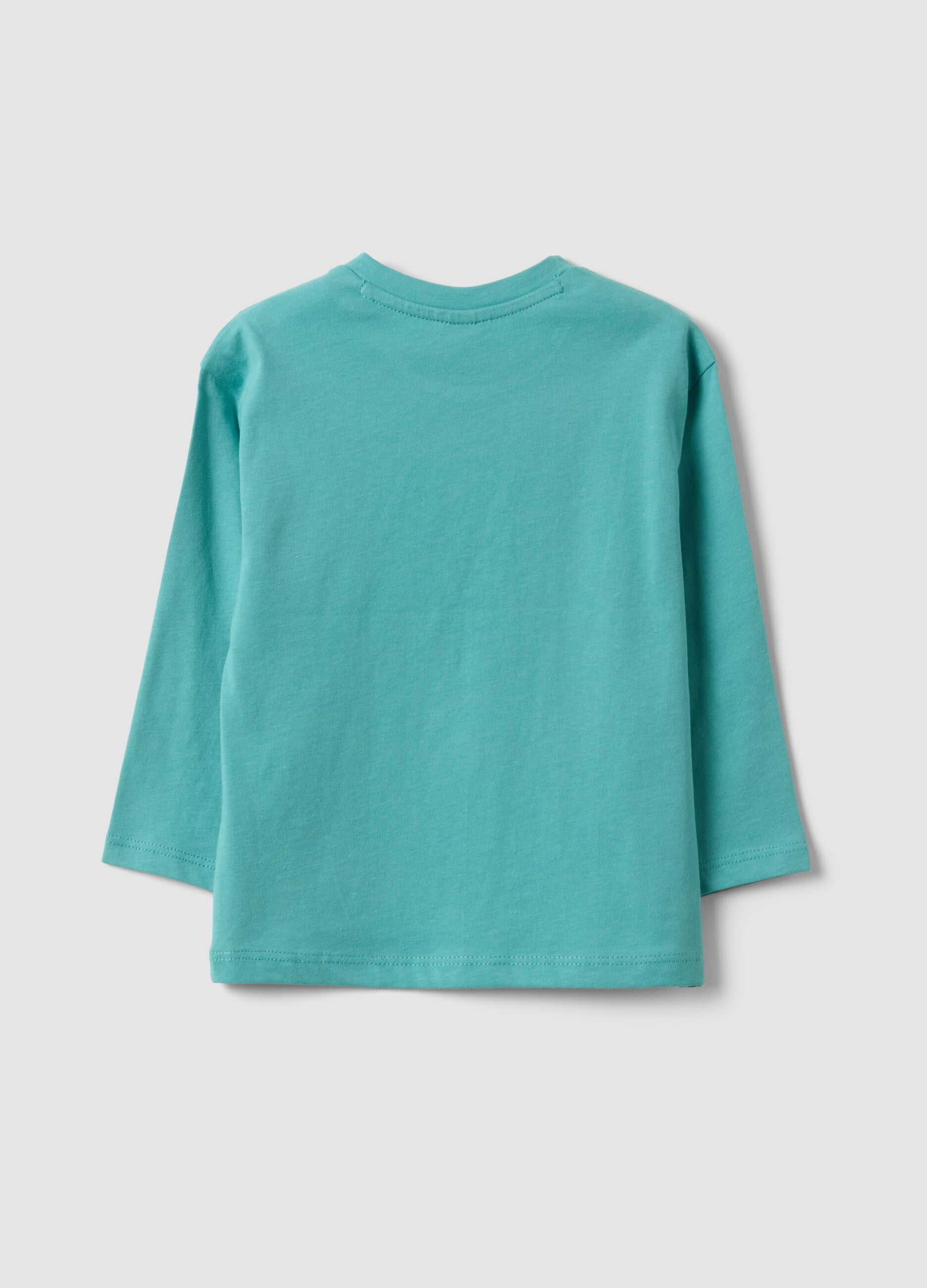 Light blue oversized pure organic cotton T-shirt with tiger print for boys