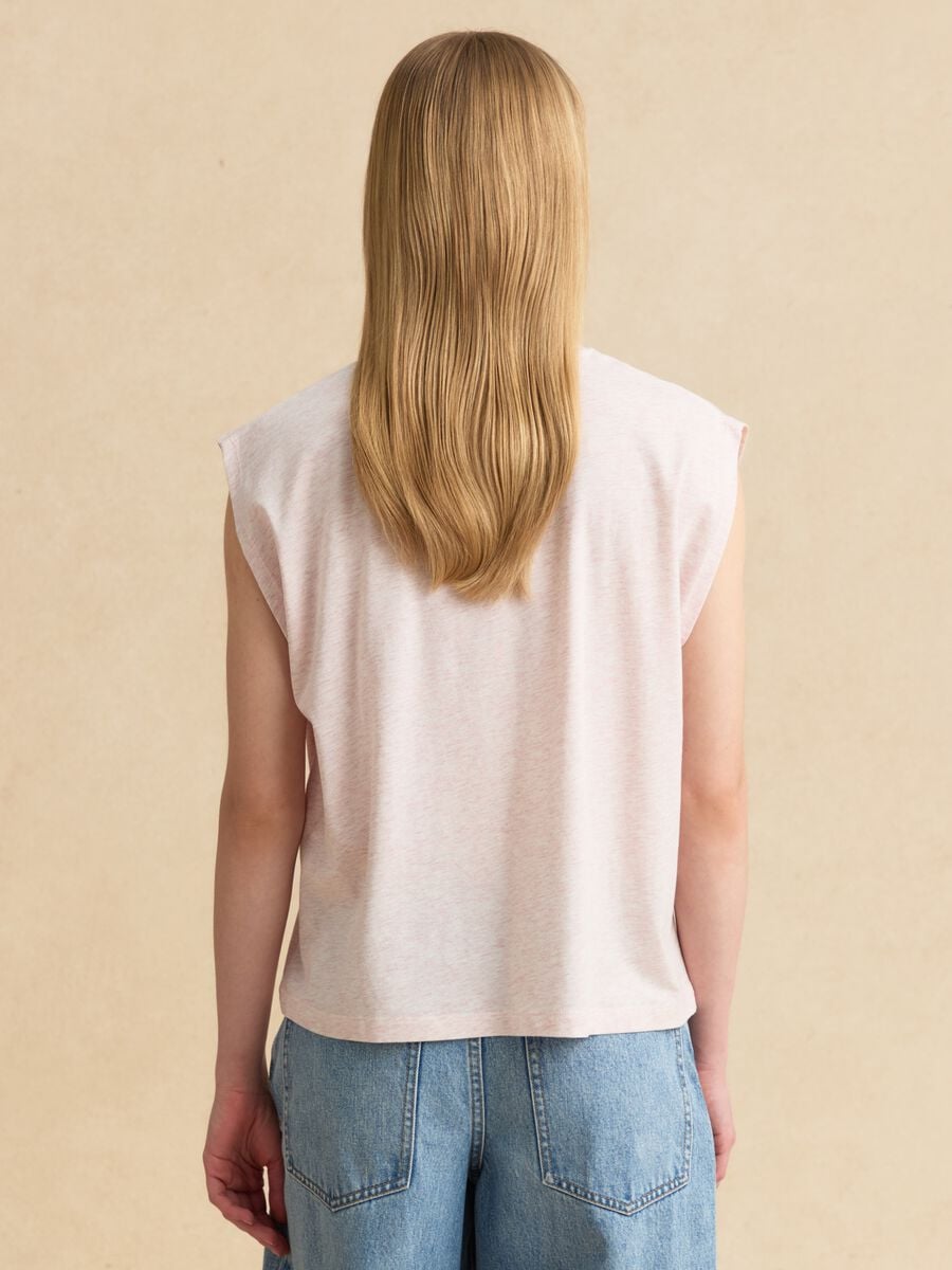 Pink short-sleeve T-shirt in lyocell and cotton blend_3