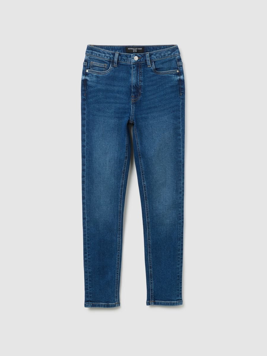 High-waisted blue skinny jeans in stretch cotton_4