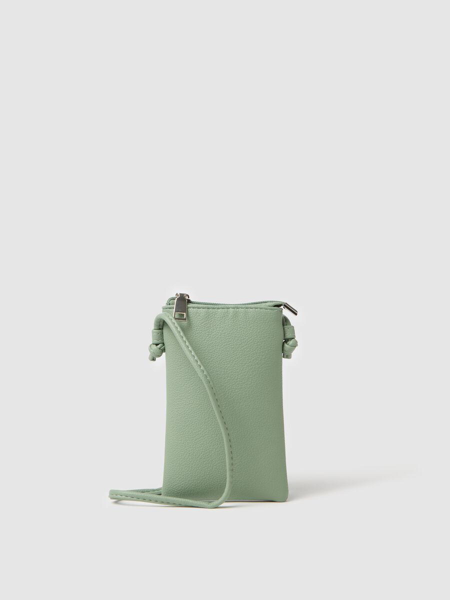Green mobile phone holder with shoulder strap_0