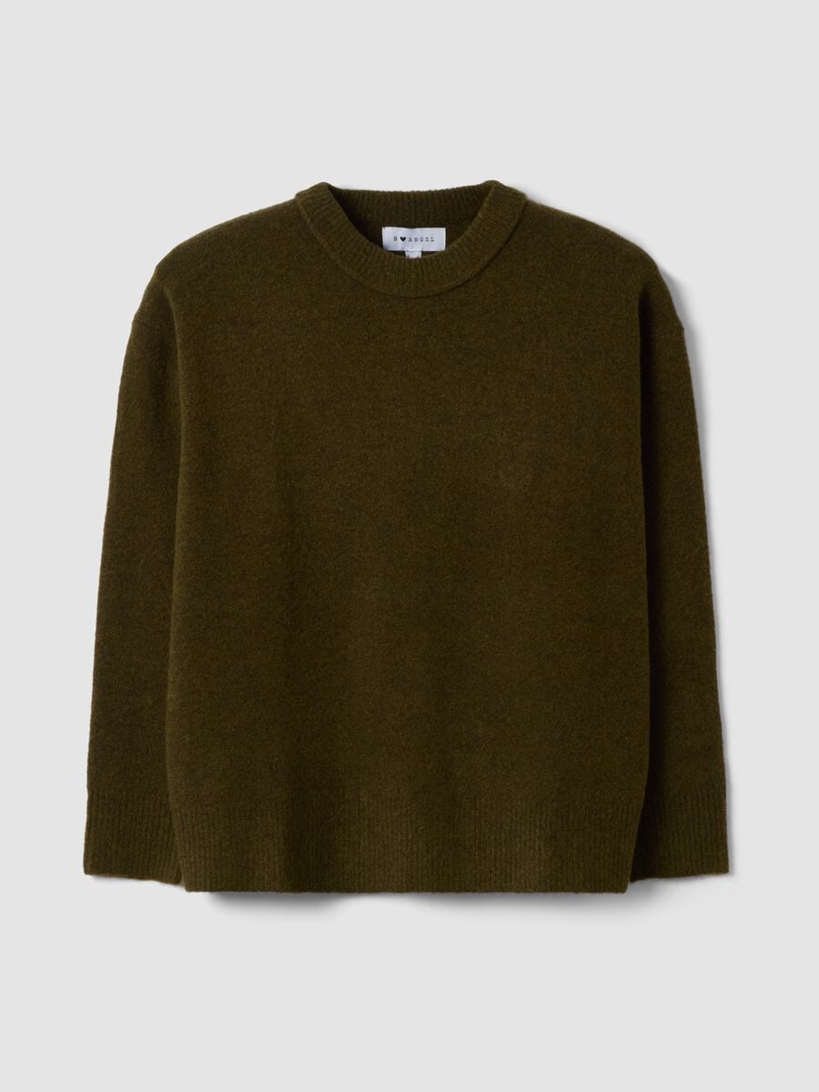 Green stretch wool crew-neck jumper_0