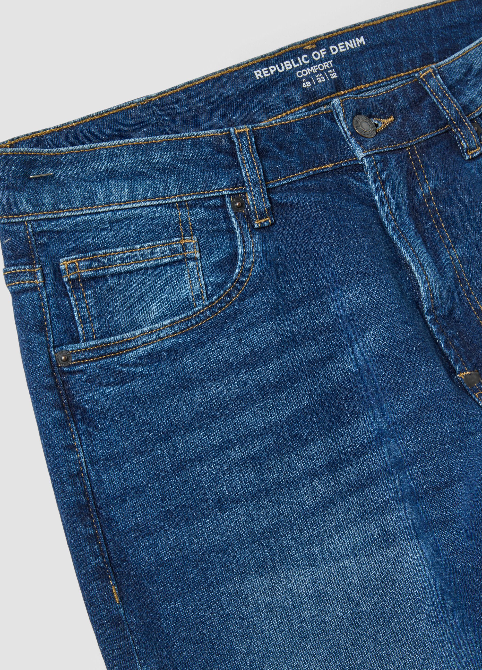 Blue comfort-fit stretch cotton jeans