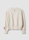 Beige cotton-blend crew-neck sweatshirt with Paris print for girls_1