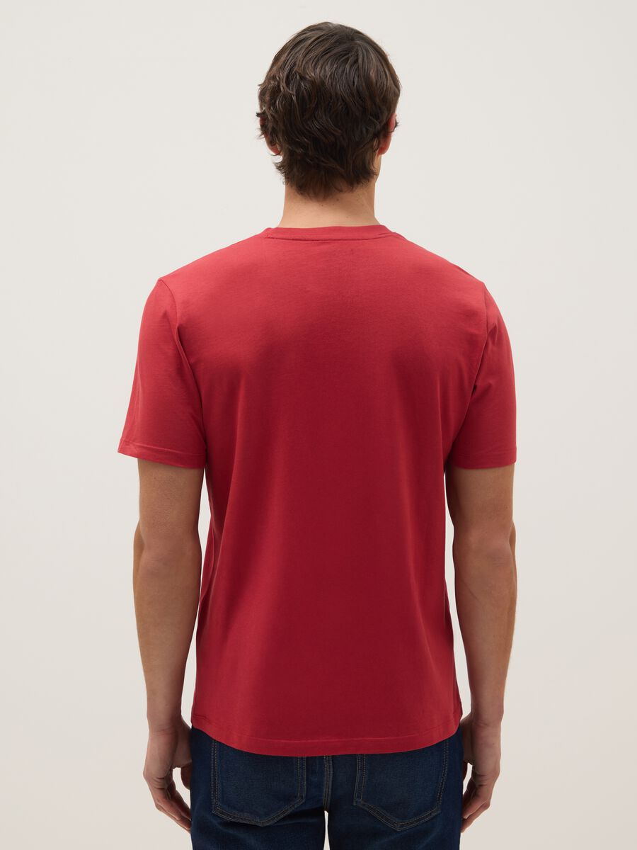 Regular Fit Red Pure Cotton T-shirt_2