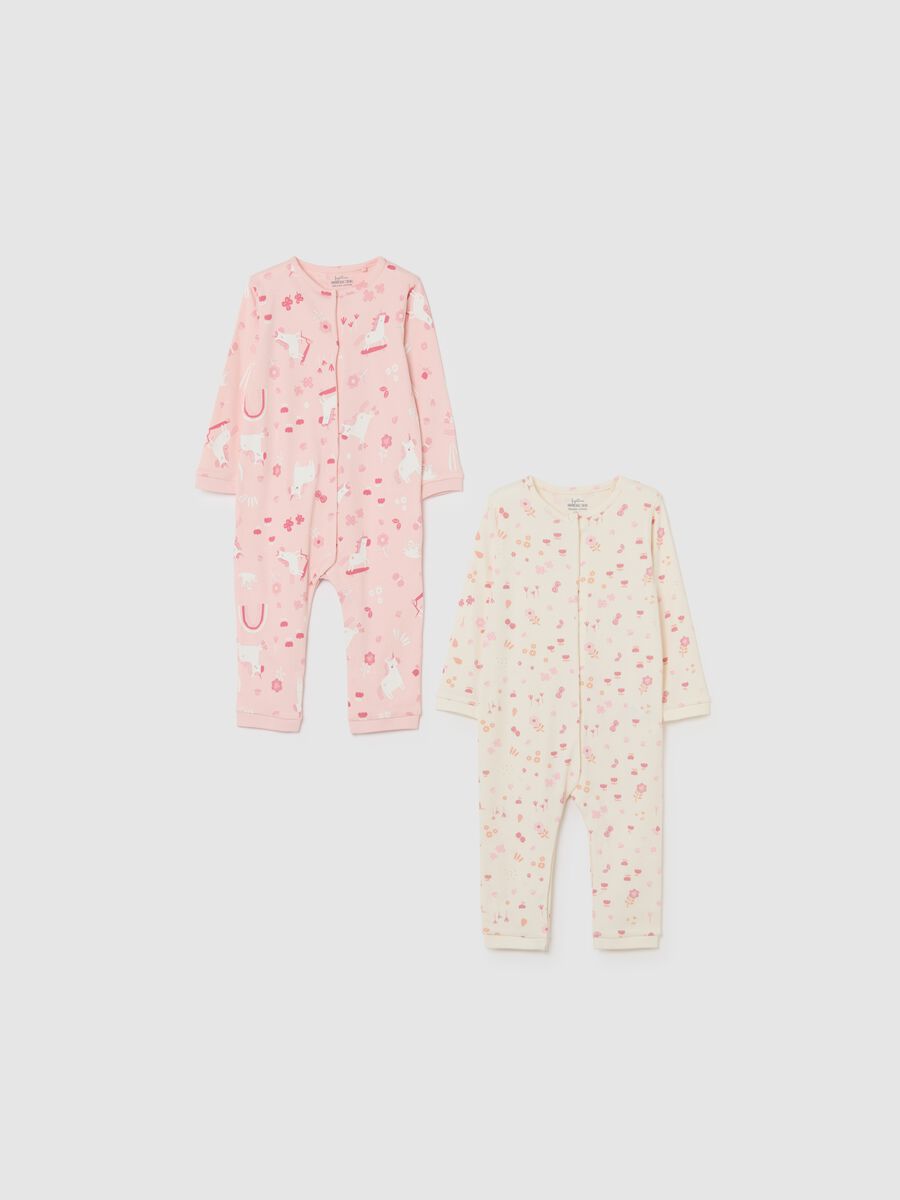 Multicolour pure cotton baby sleepsuit twin-pack_0