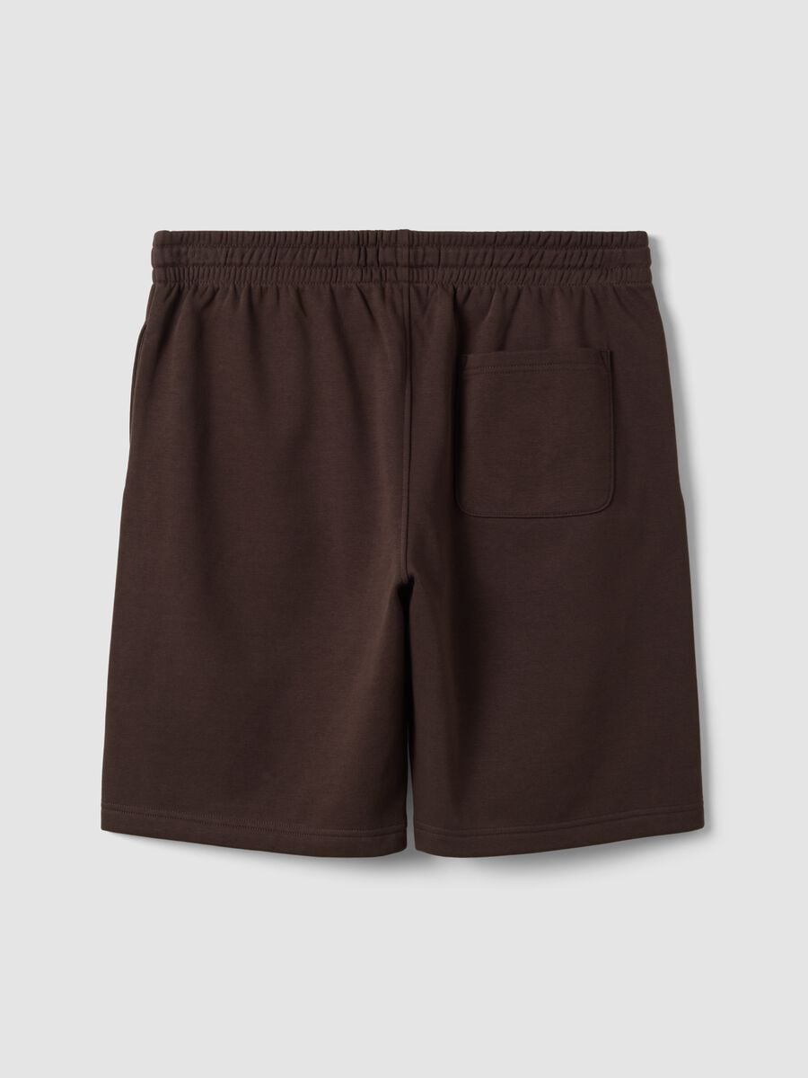 Shorts marrone in misto cotone con vita elasticizzata regular fit_1