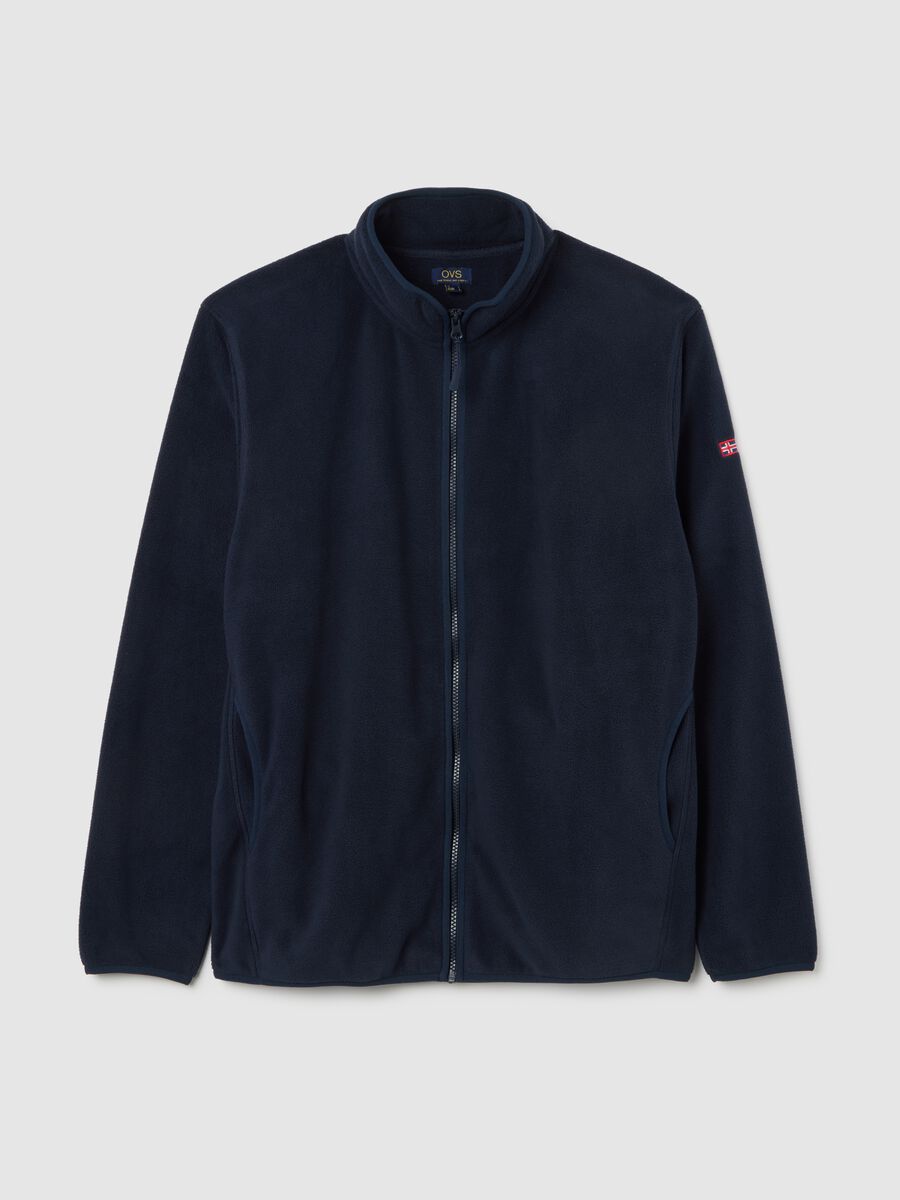 Regular Fit Blue Fleece Jacket with Zip_4