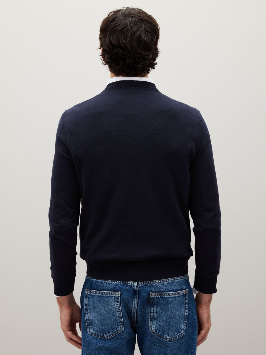 Maglione blu scuro in misto cotone_3