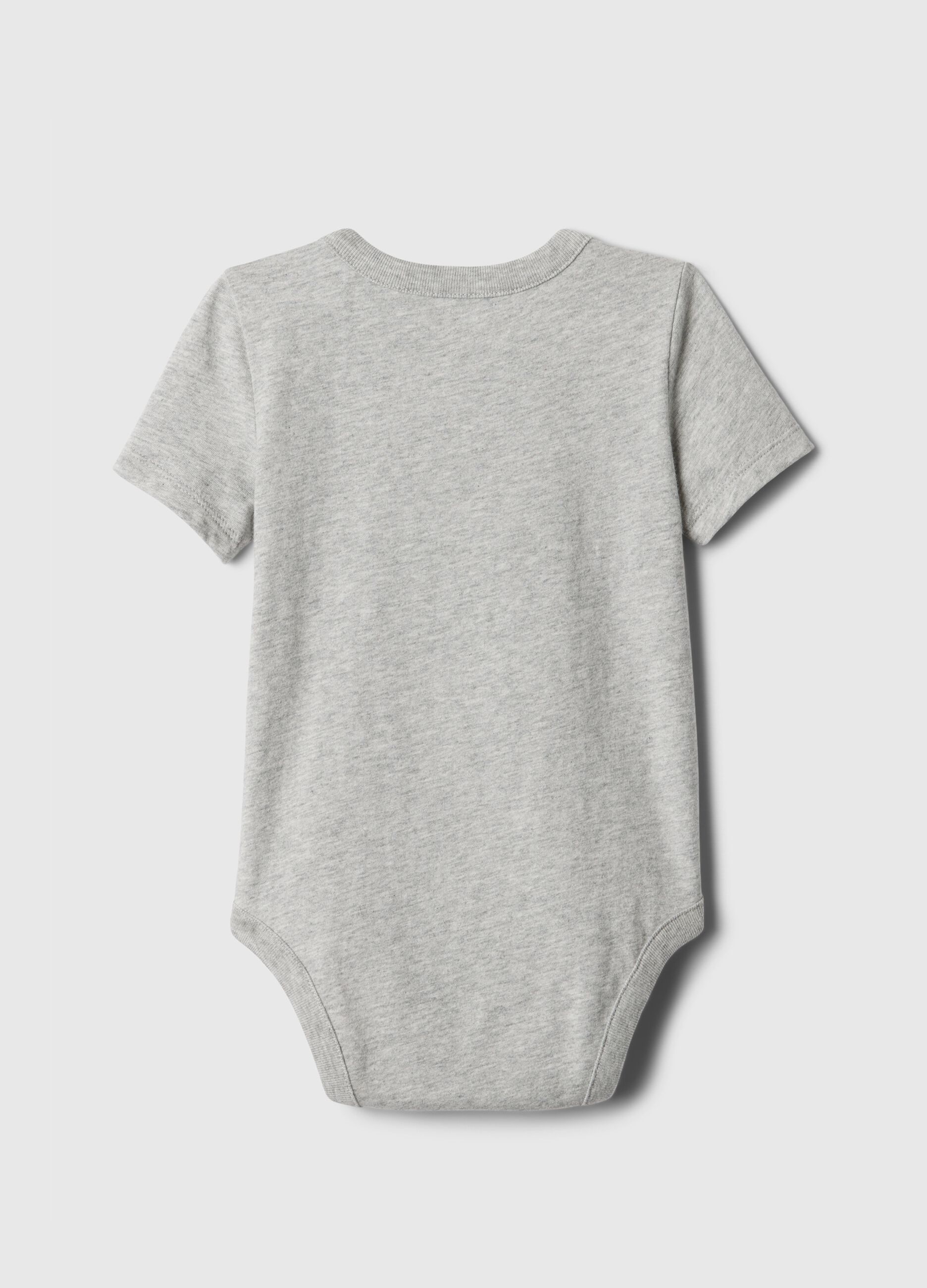 Cotton bodysuit with teddy bear embroidery and pocket