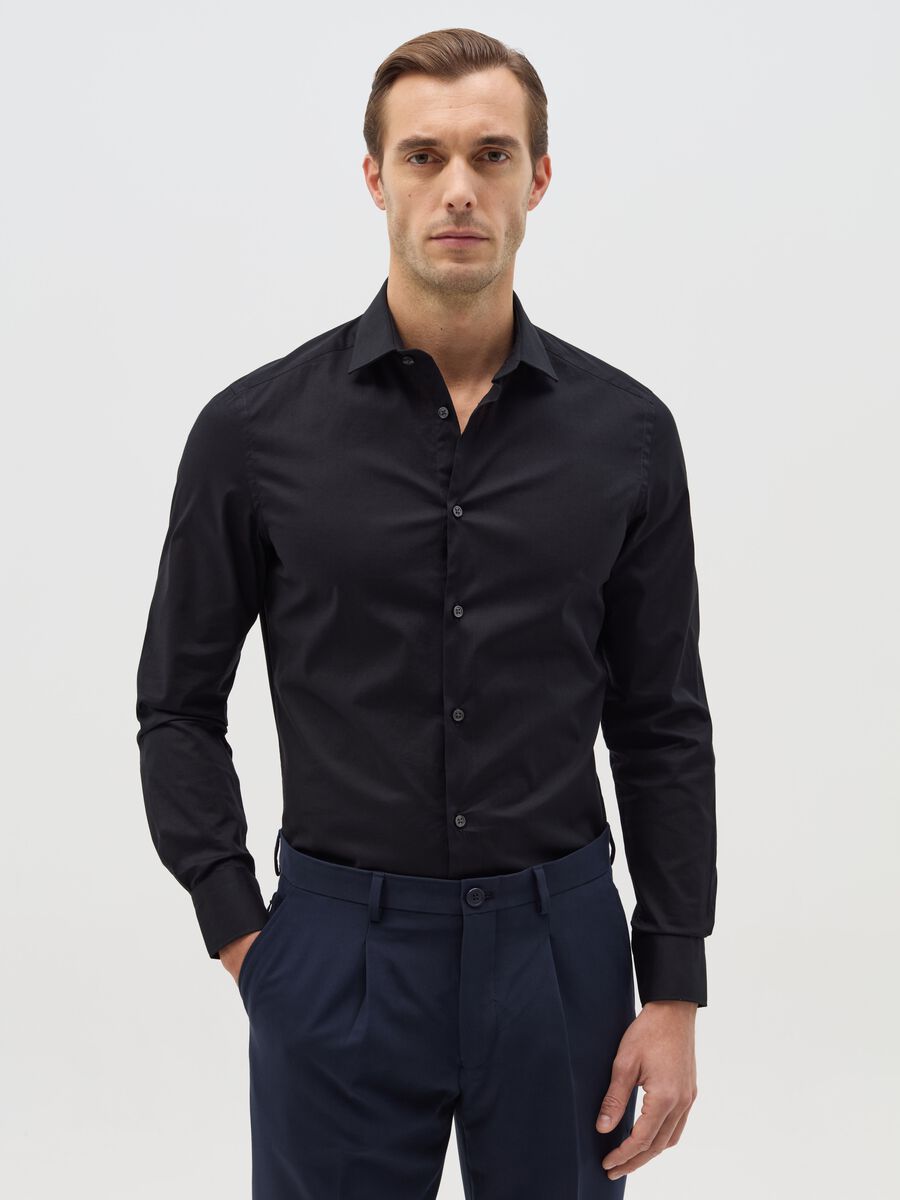 Slim fit, stretch cotton shirt_0