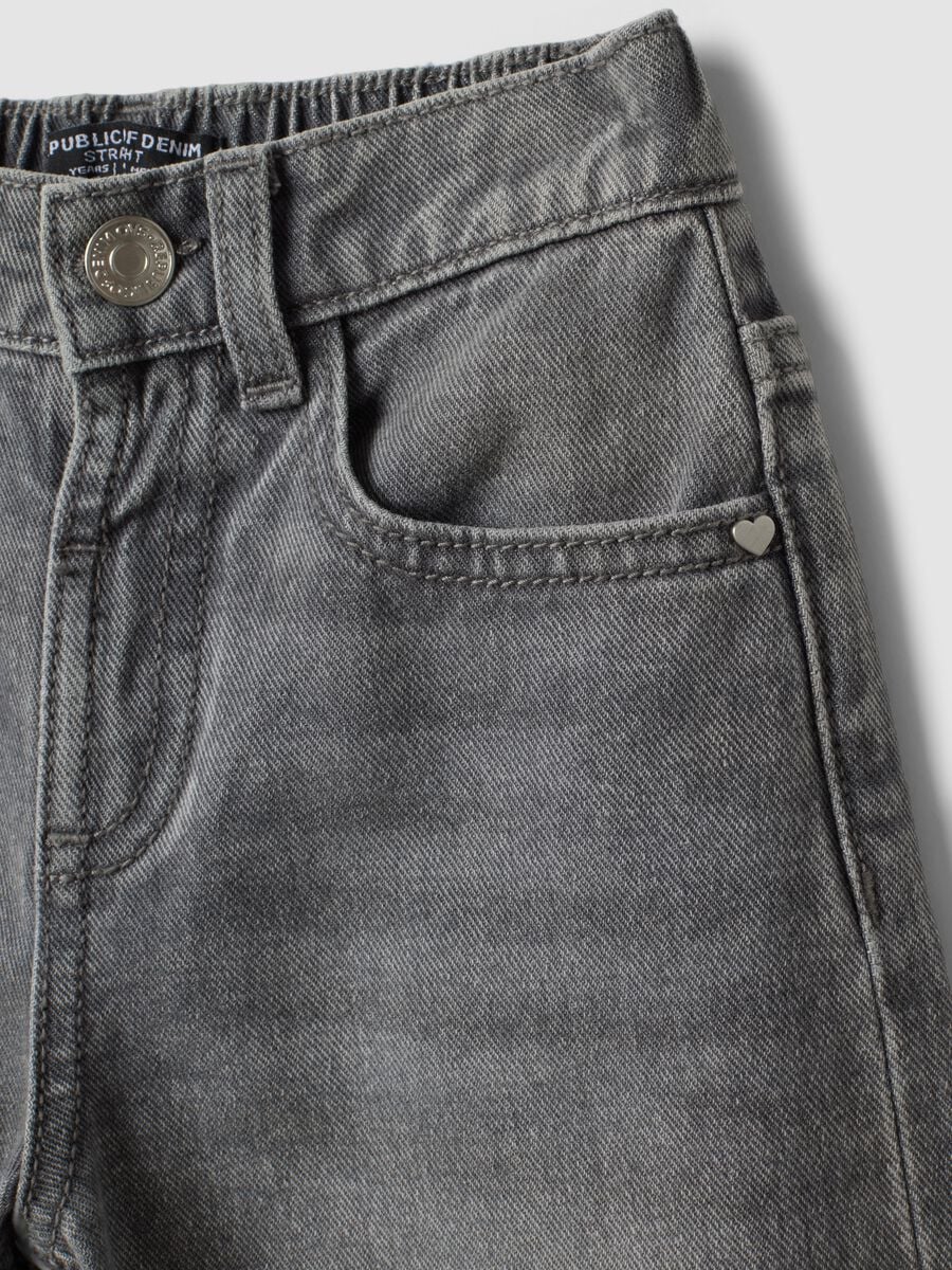 Jeans denim grigi in puro cotone straight fit per bambina_2