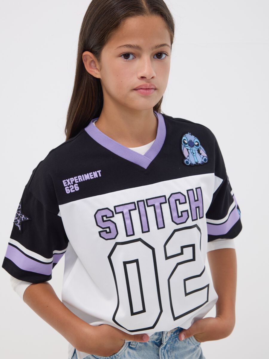 T-shirt boxy fit bianca e nera a tema Lilo & Stitch per ragazza_1