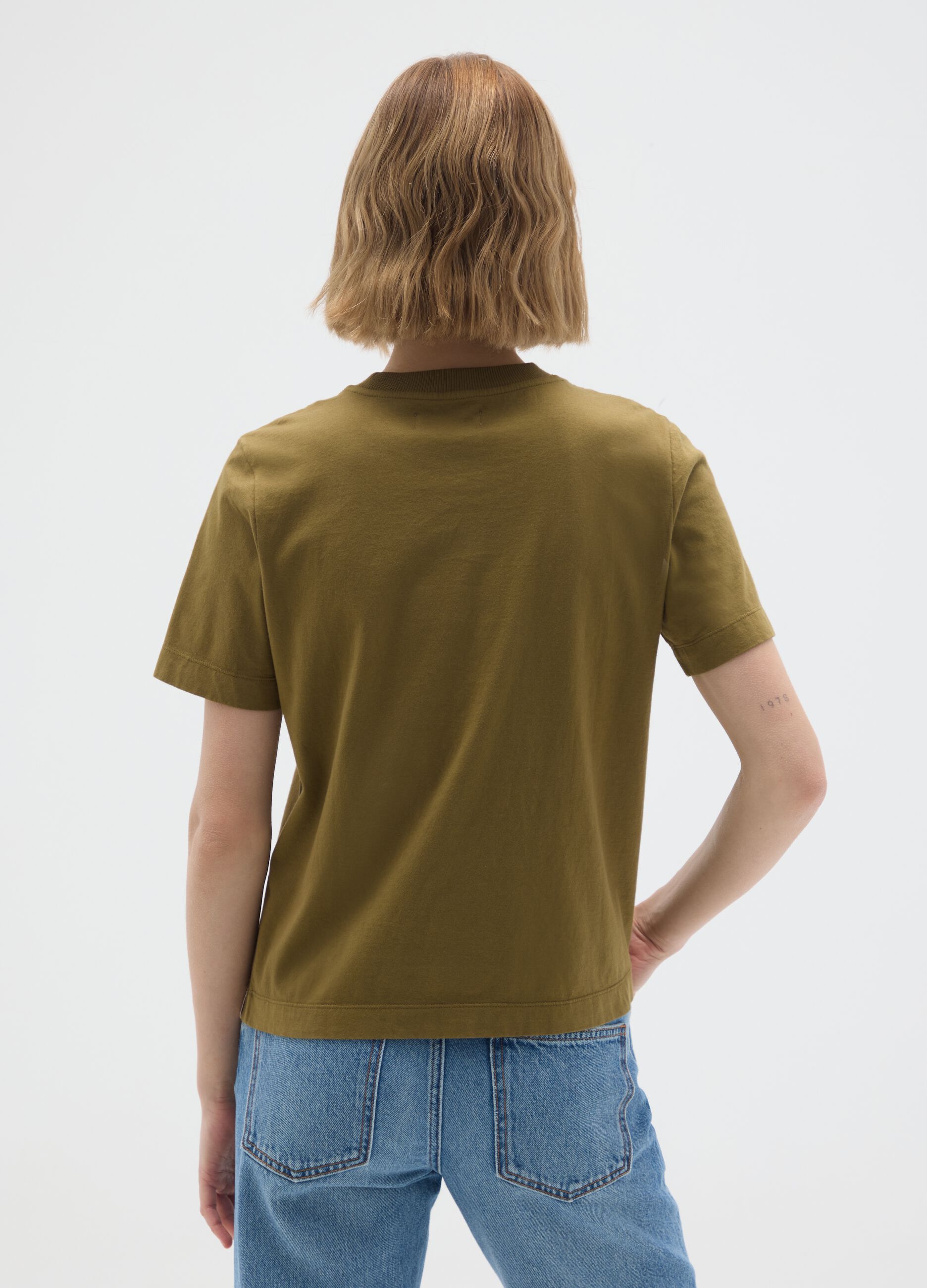 Women's green T-shirt in pure Italian cotton regular fit
