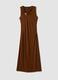 Brown sleeveless midi dress in stretch fabric_4