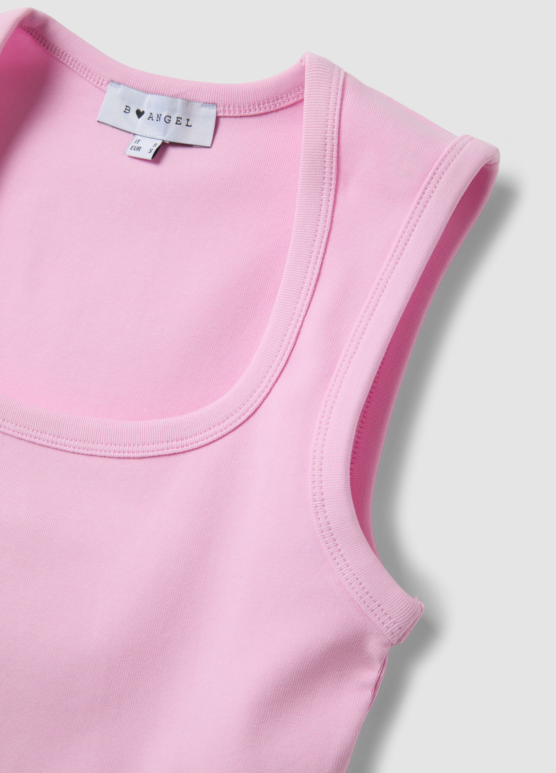 Pink cropped stretch-cotton tank top