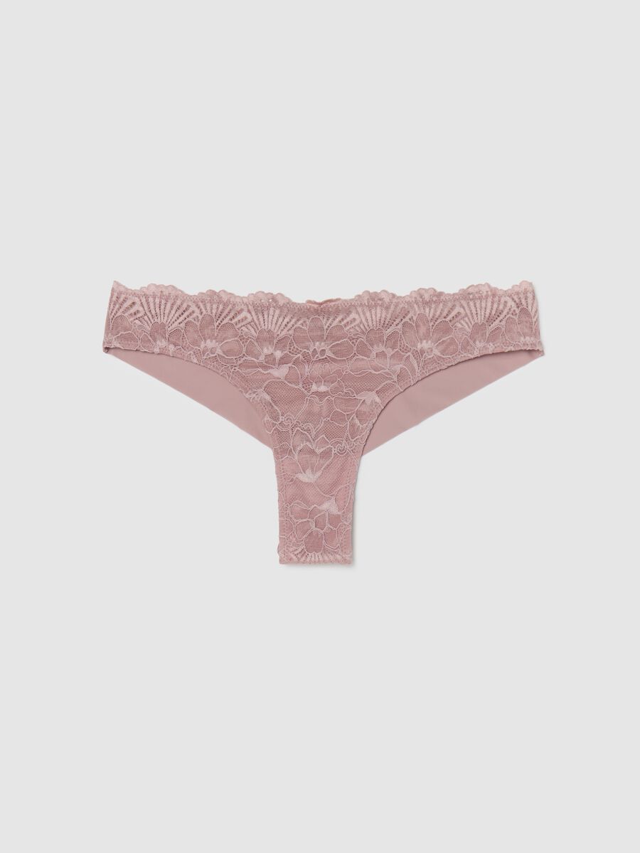 Microfibre Brazilian-cut briefs with lace front_4