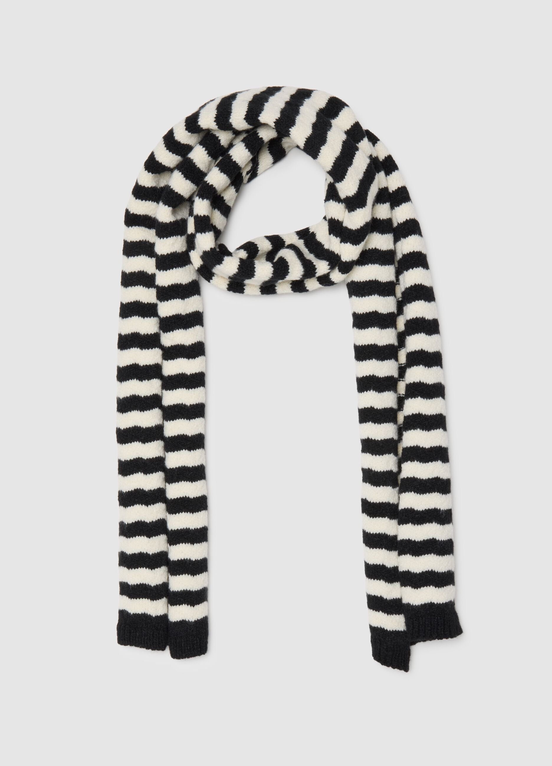 Girls' Black and White Striped Scarf