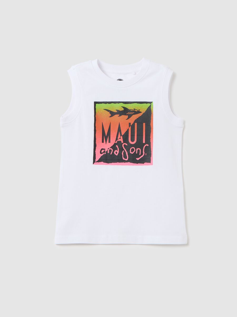 White vest with Maui print_0