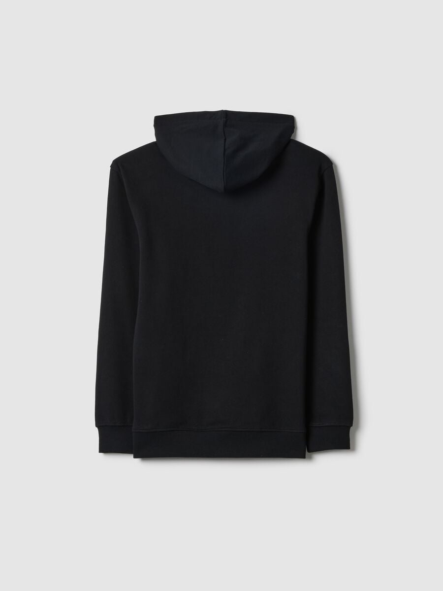 Felpa in puro cotone nero da ragazzo regular fit con cappuccio_4