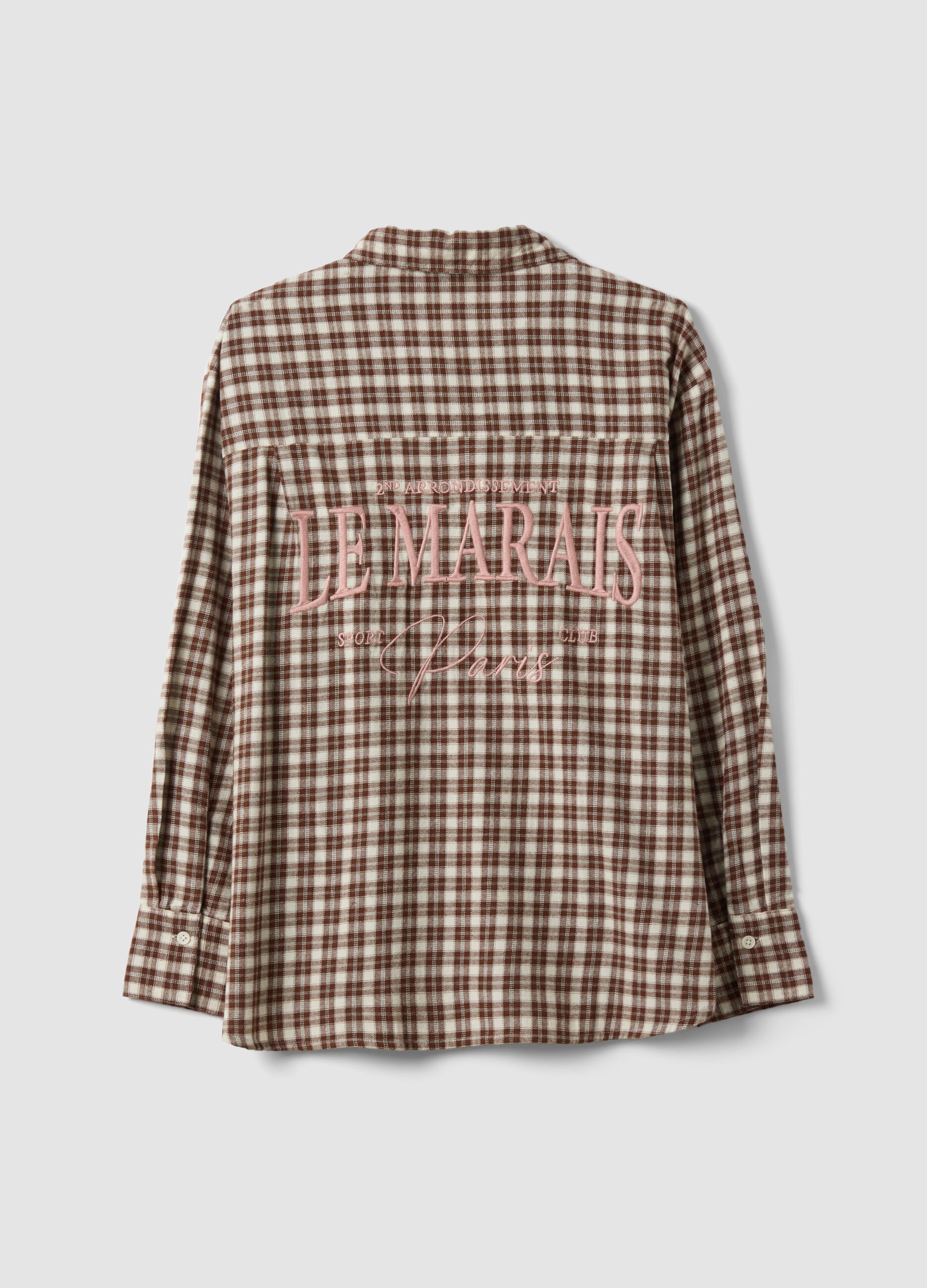 Brown checked pure cotton flannel shirt