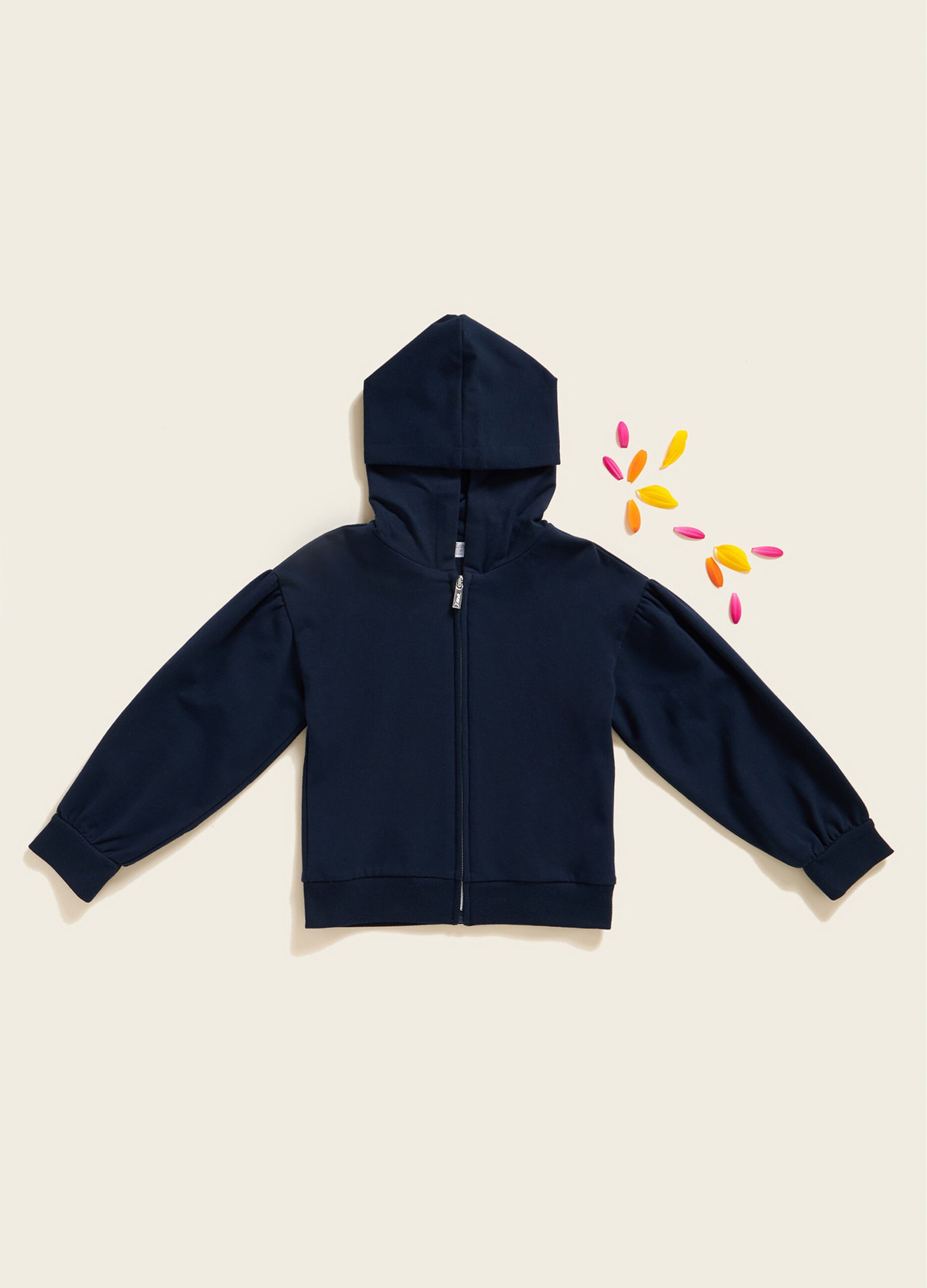 Felpa con zip e cappuccio in cotone stretch IANA_0
