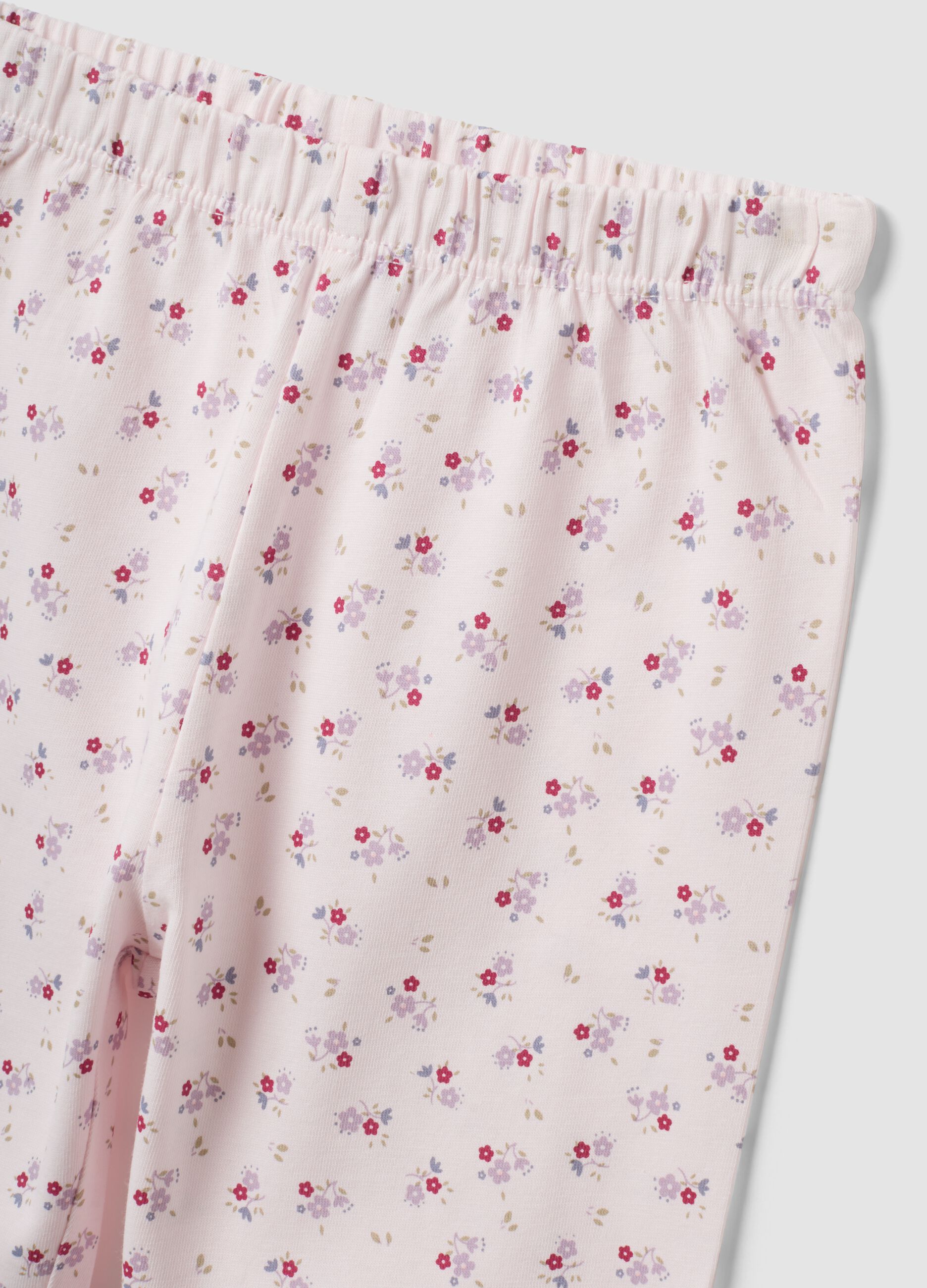 Pigiama rosa in puro cotone jersey organico con fantasia floreale per neonata e bimba