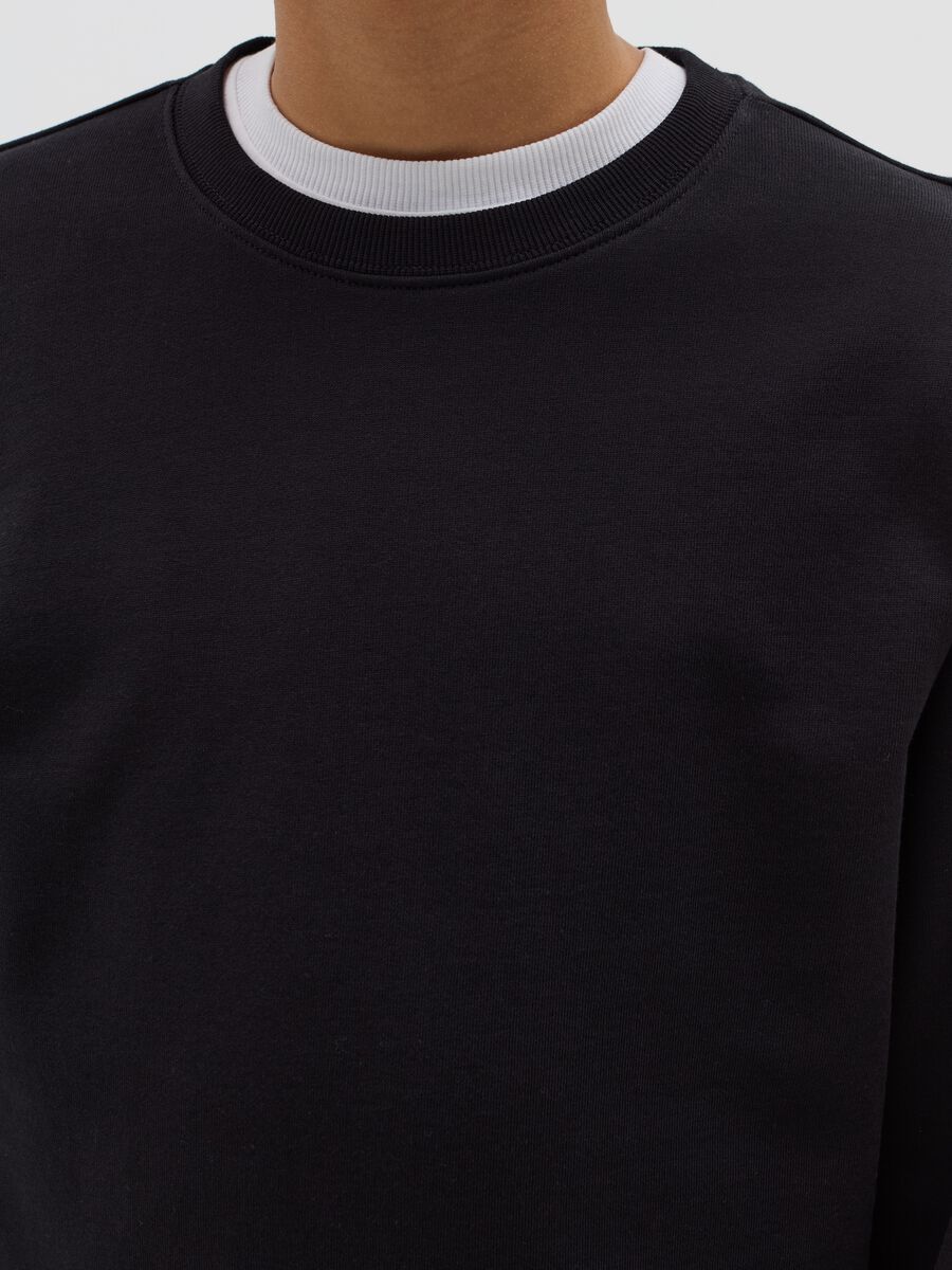 Solid colour sweatshirt with round neck_1