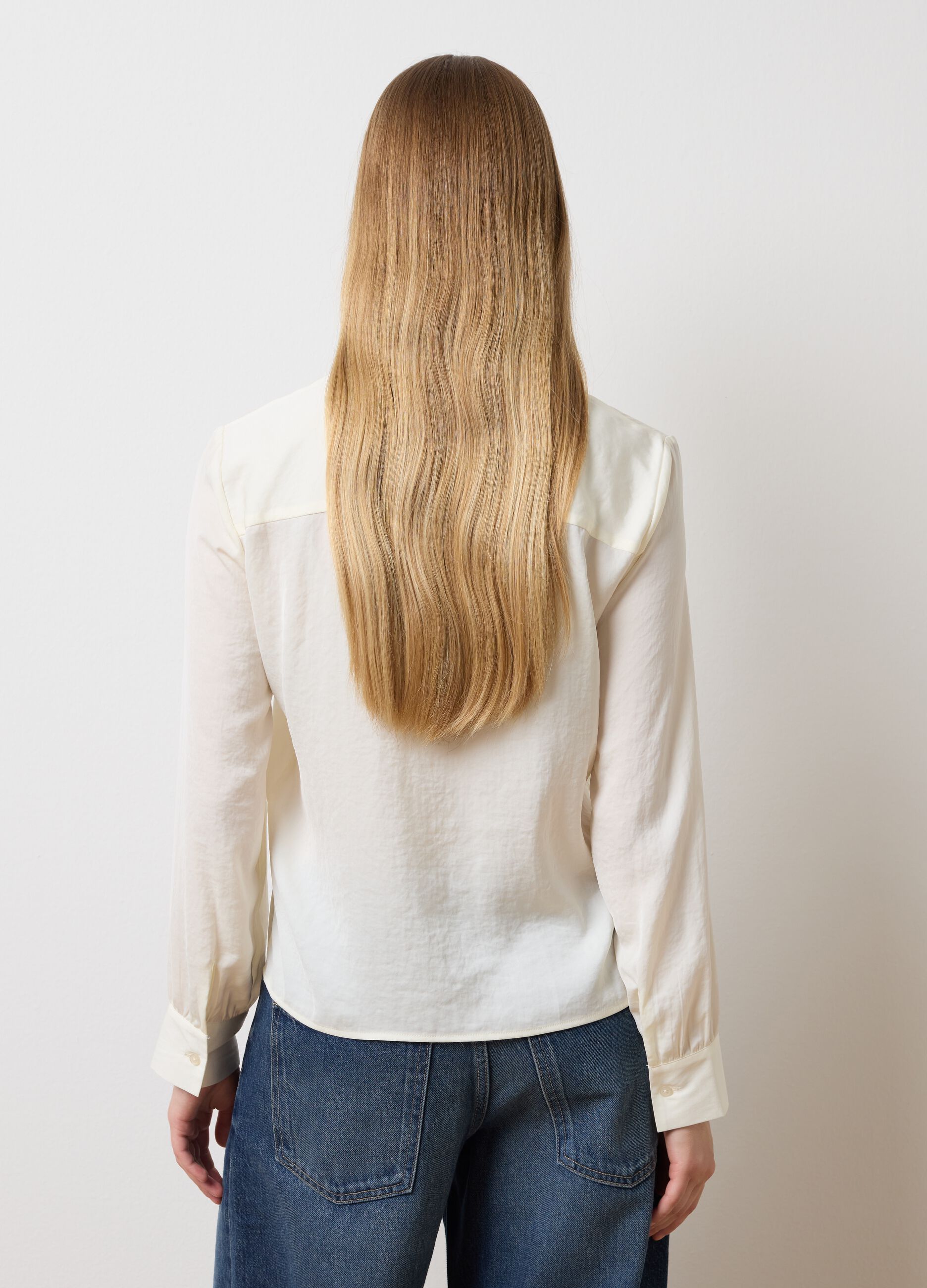 White Blouse with Mandarin Collar