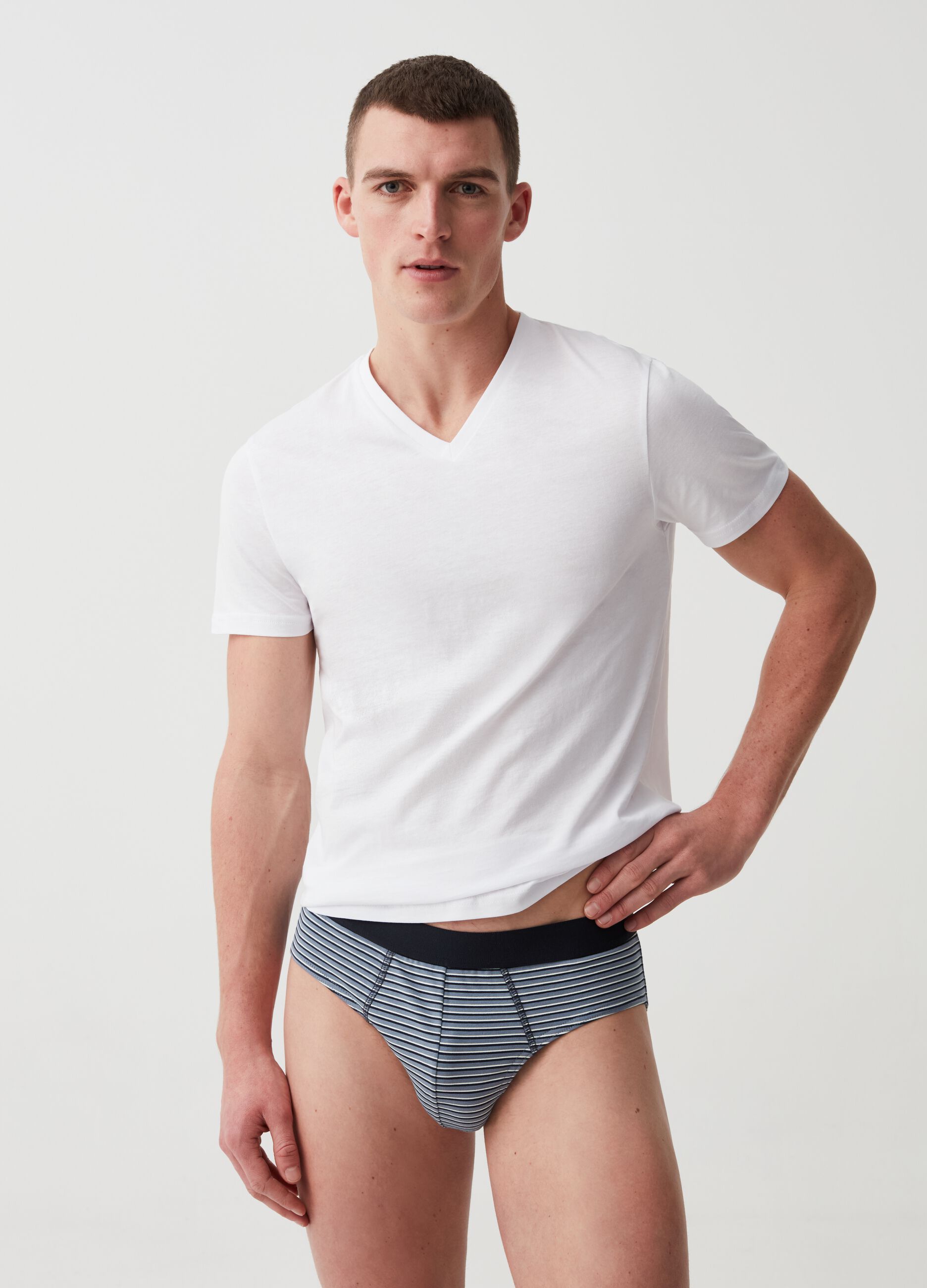 Three-pack patterned briefs in stretch organic cotton