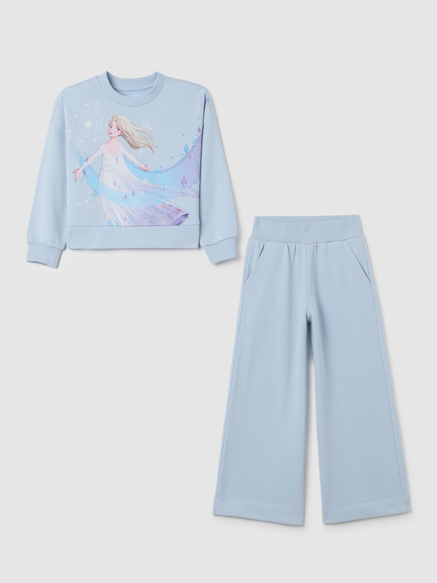 Completo da bambina in misto cotone azzurro regular fit_0