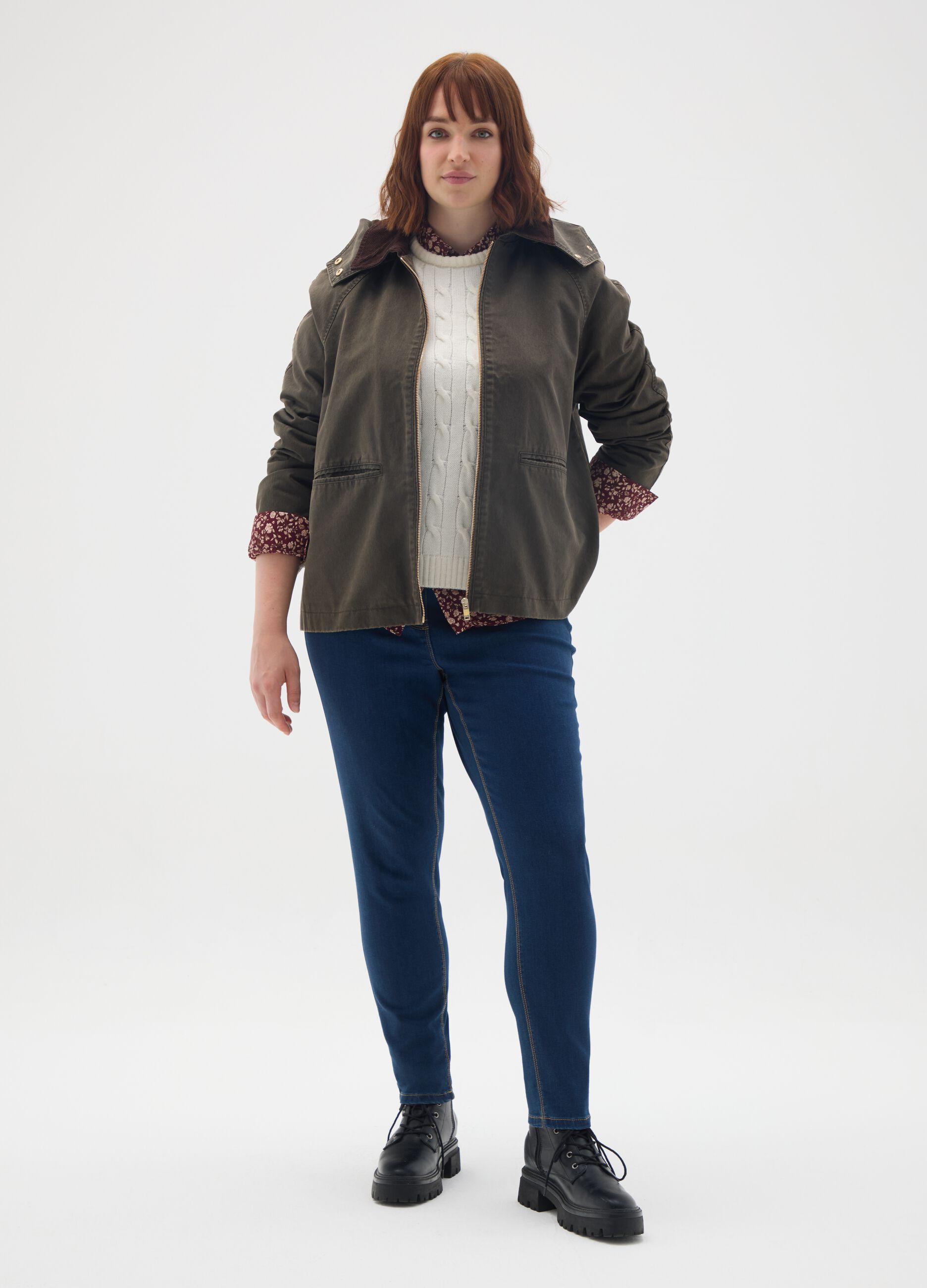 Brown Cotton Blend Jacket Regular Fit