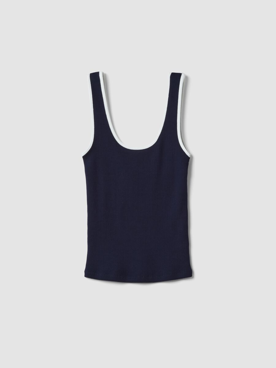 Tank top blu in puro cotone_0