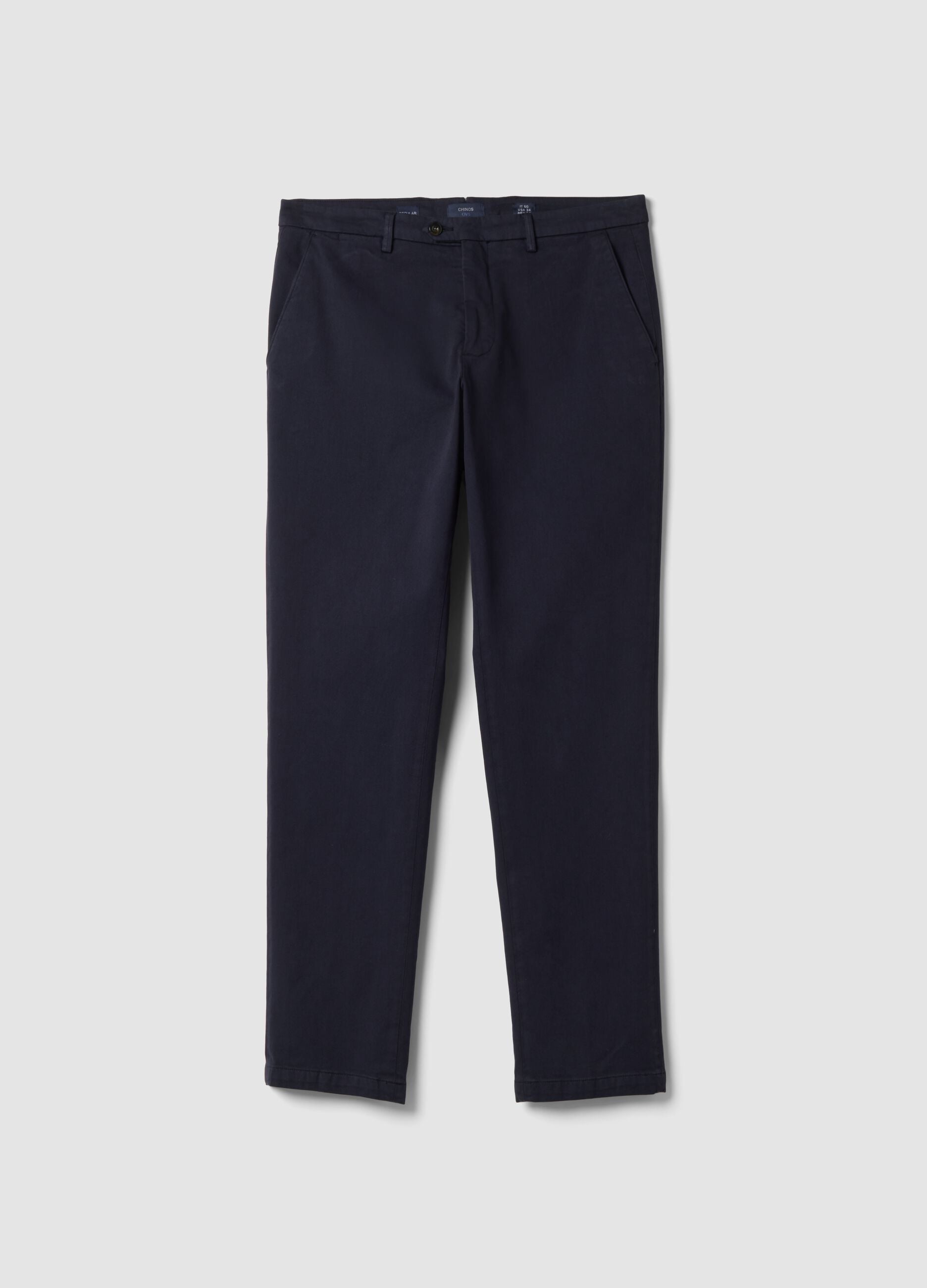 Pantaloni chino blu in cotone e modal elasticizzato