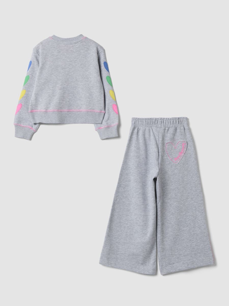 Grey marl cotton-blend tracksuit with crew neck print, regular fit_1