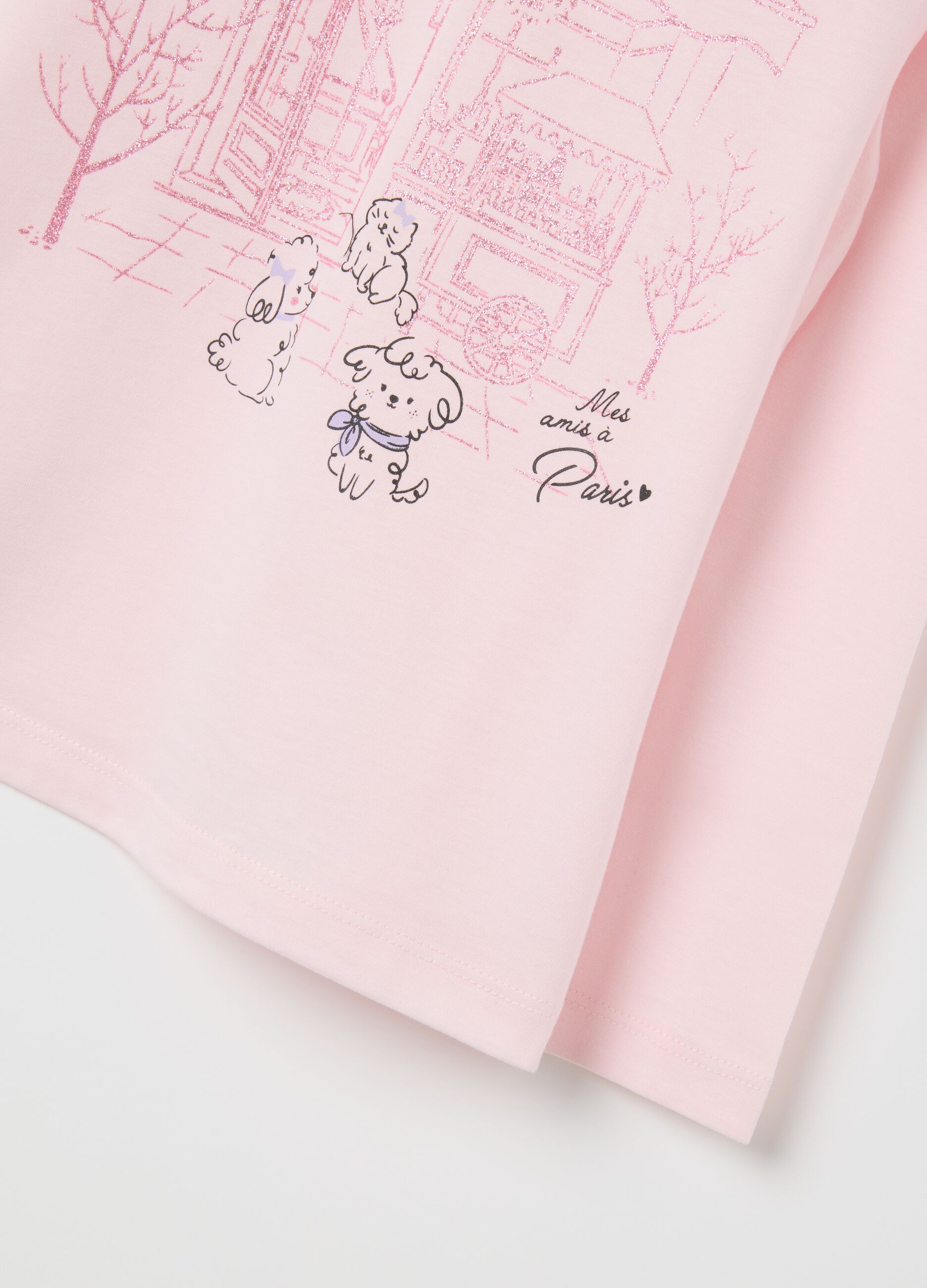 Girls' Pink Pure Cotton Regular Fit T-Shirt