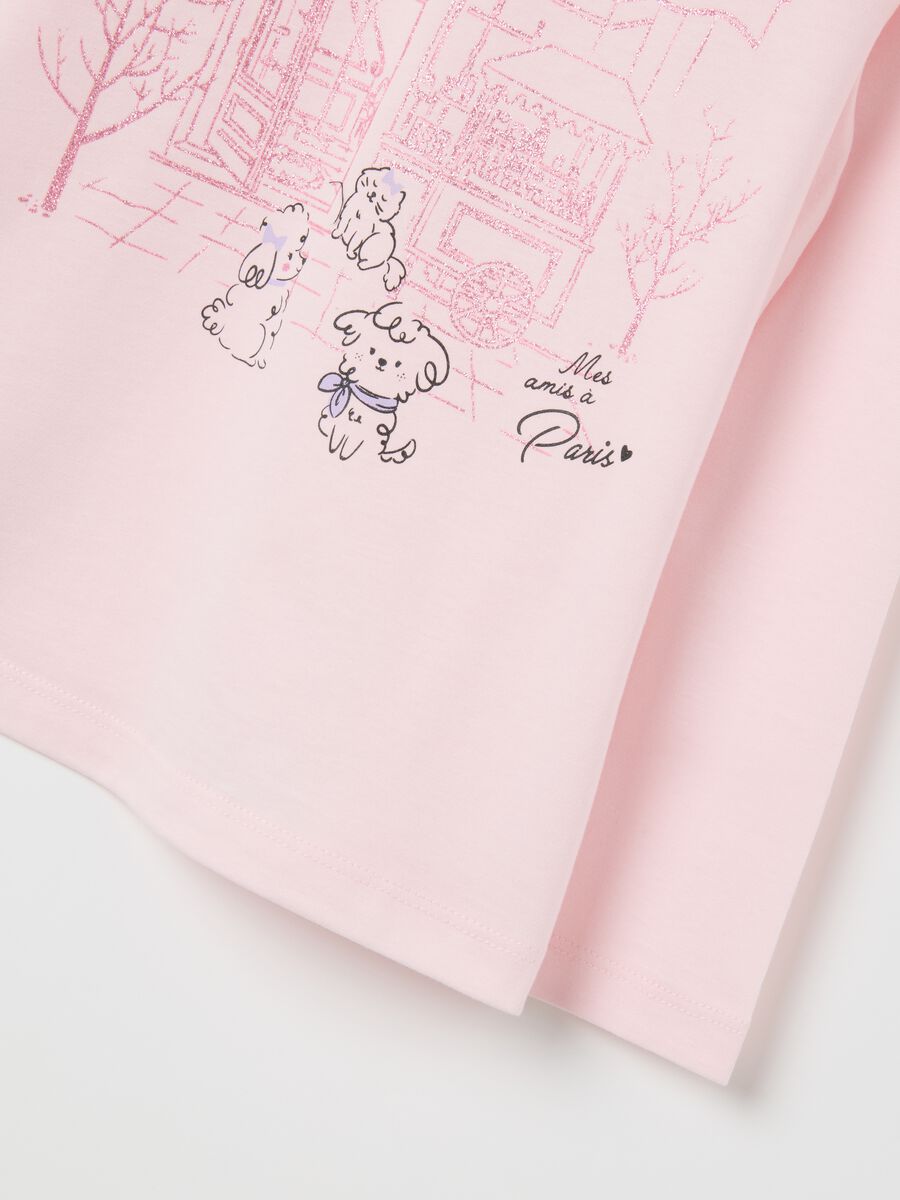 Girls' Pink Pure Cotton Regular Fit T-Shirt_3