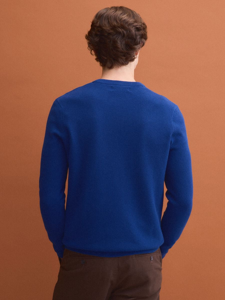 Maglia blu in puro cotone girocollo regular fit_3
