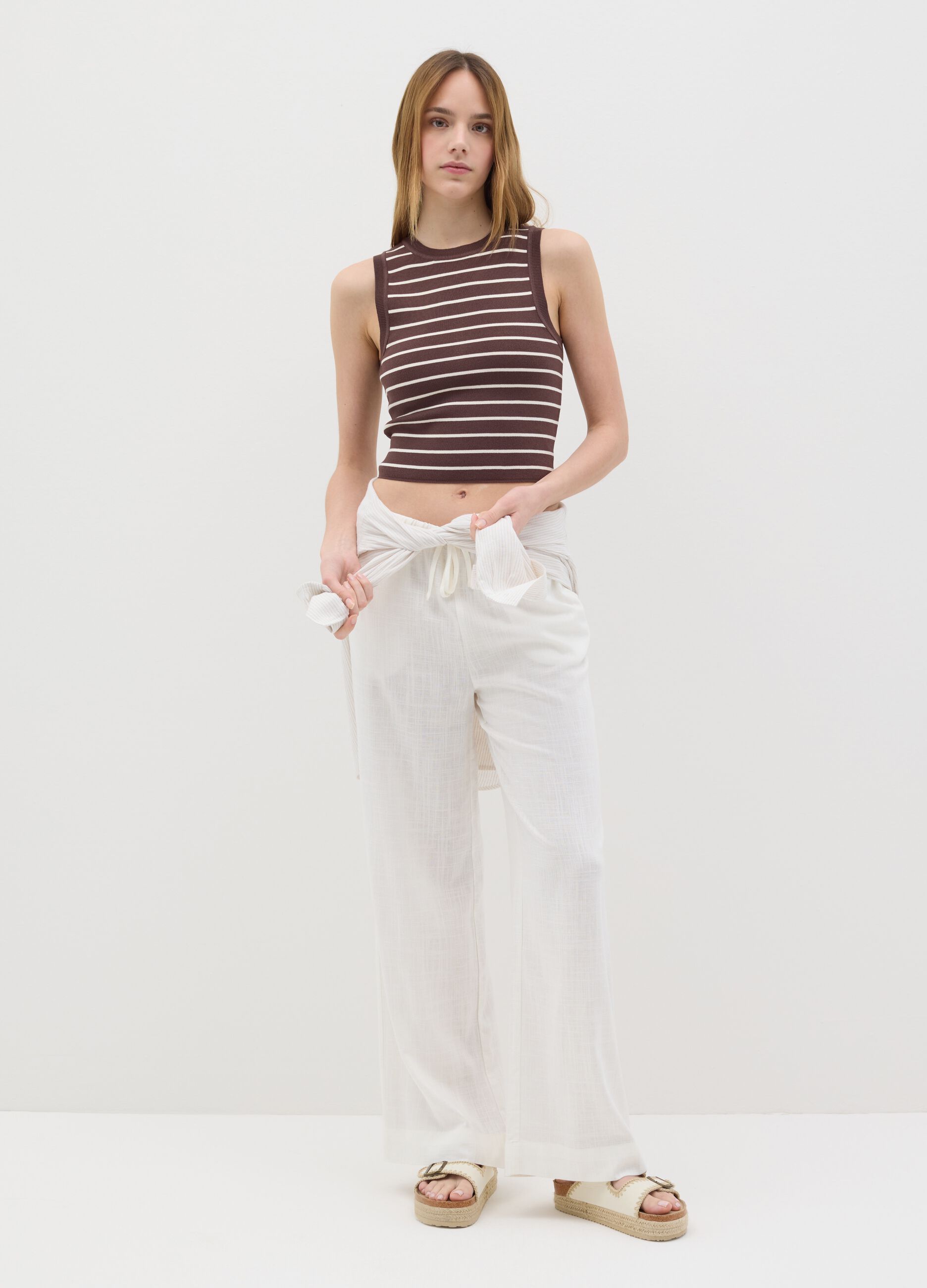 Women's Multicolour Viscose Blend Fitted Cropped Top