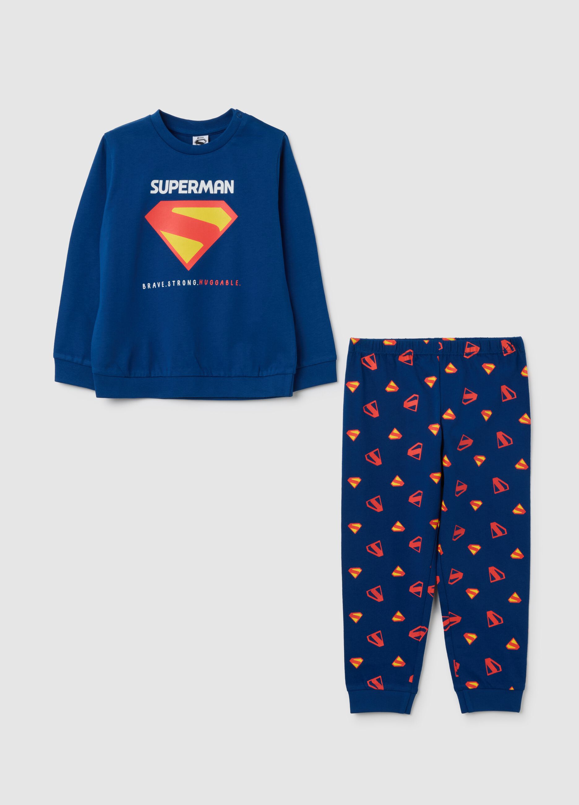 Children's blue cotton pyjamas with Superman graphic