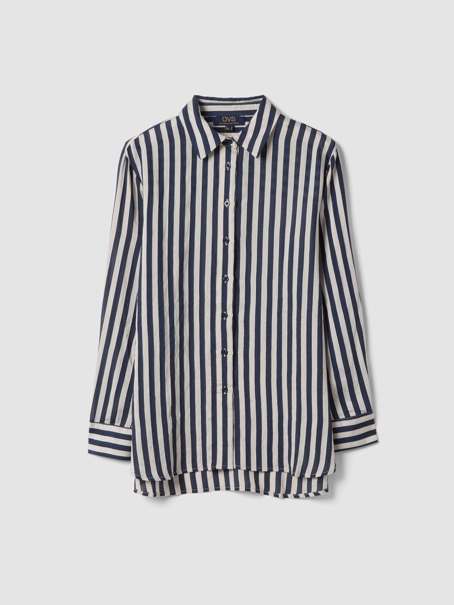 Multicolour striped regular fit shirt with classic collar and buttons_4