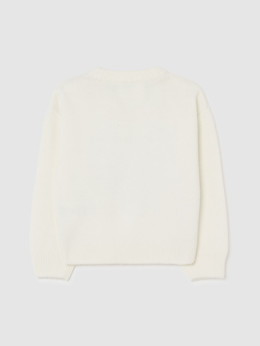 Girls' regular fit white sweater with rhinestone heart_1