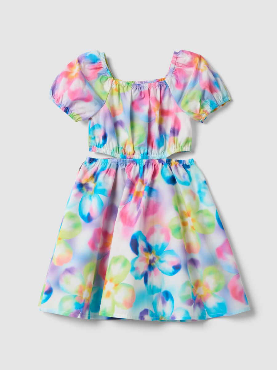 Multicolour pure cotton floral dress, regular fit_1