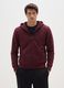 Red Cotton Blend Regular Fit Hoodie with Zip_0